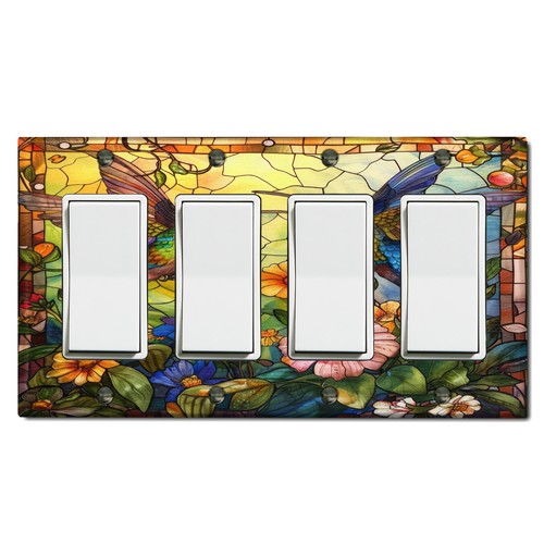 Metal Light Switch Outlet Cover Decorative Wall Plate Hummingbird Flowers AML108 - Picture 19 of 35