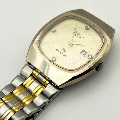 Rado Diastar Quartz Square Watch 4P Diamonds Gold Used Authentic - Picture 5 of 9