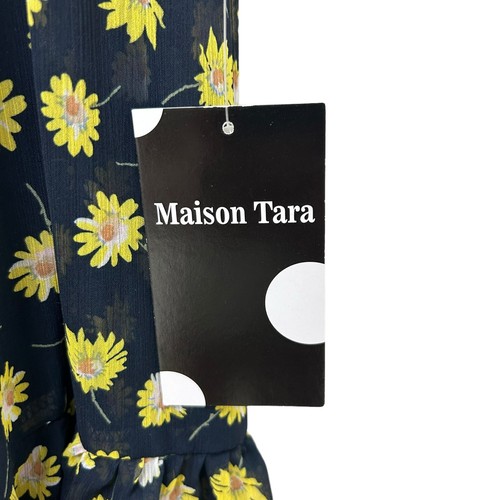 Maison Tara Womens Long Sleeve Mock Neck Floral Print Chiffon Dress 24W - Picture 4 of 6