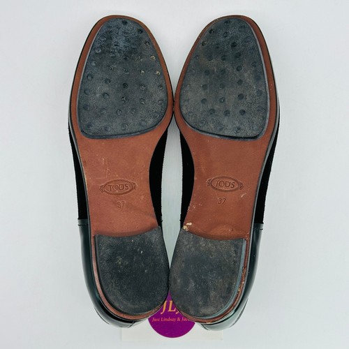 Zapatos Oxford Tod's para mujer negros de gamuza charol con cordones talla 37 EU/7 EE. UU. - Imagen 10 de 12