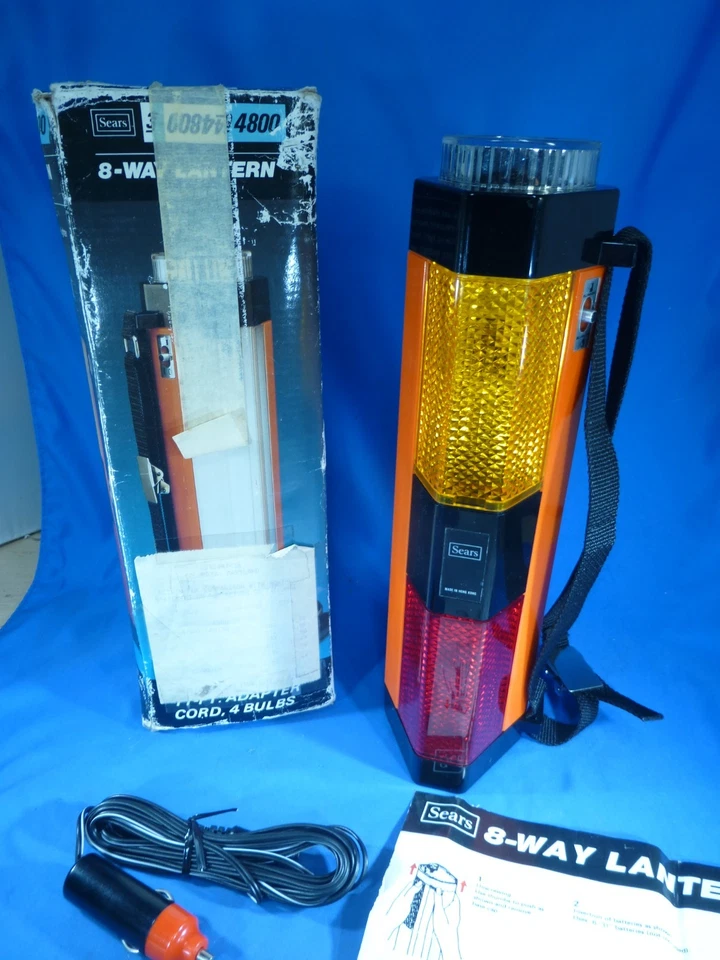 Linterna de 8 vías vintage Sears con correa 344800 94800 cable adaptador retro (¡PROBADO!) Foto 2 de 4