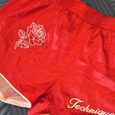Techniques Red Boxing  Muay Thai Shorts XL Rose Design Adult Unisex