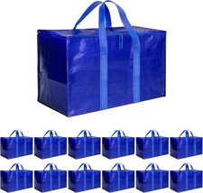 Simple Deluxe 12Pack Heavy Duty Extra Large Moving Bags with Zippers,Collapsible