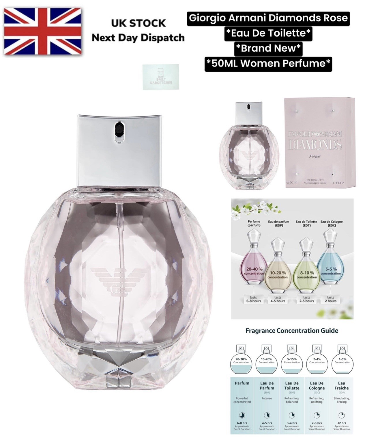 Armani Diamonds Rose Eau de Toilette 50ML For Her Brand new Perfume For Her