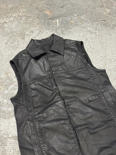 Rick Owens Dark Shadow Waxed Black Vest (S) - Picture 3 of 11