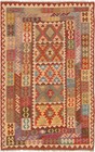 Vintage Geometric Kilim Area Rug 5'4" x 8'4" Traditional Wool Hand Woven Carpet