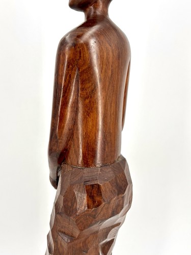 Vintage HAND CARVED SOUTH AFRICAN SCULPTURE OF A MAN Signed Daniel Mbongwa 59cm - Picture 10 of 24