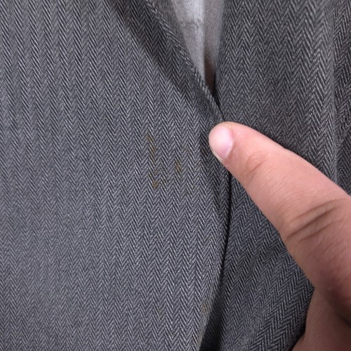 Circle S Blazer Men's 46L Gray Herringbone 2-Button Western Yoke Coat Jacket - Picture 5 of 19