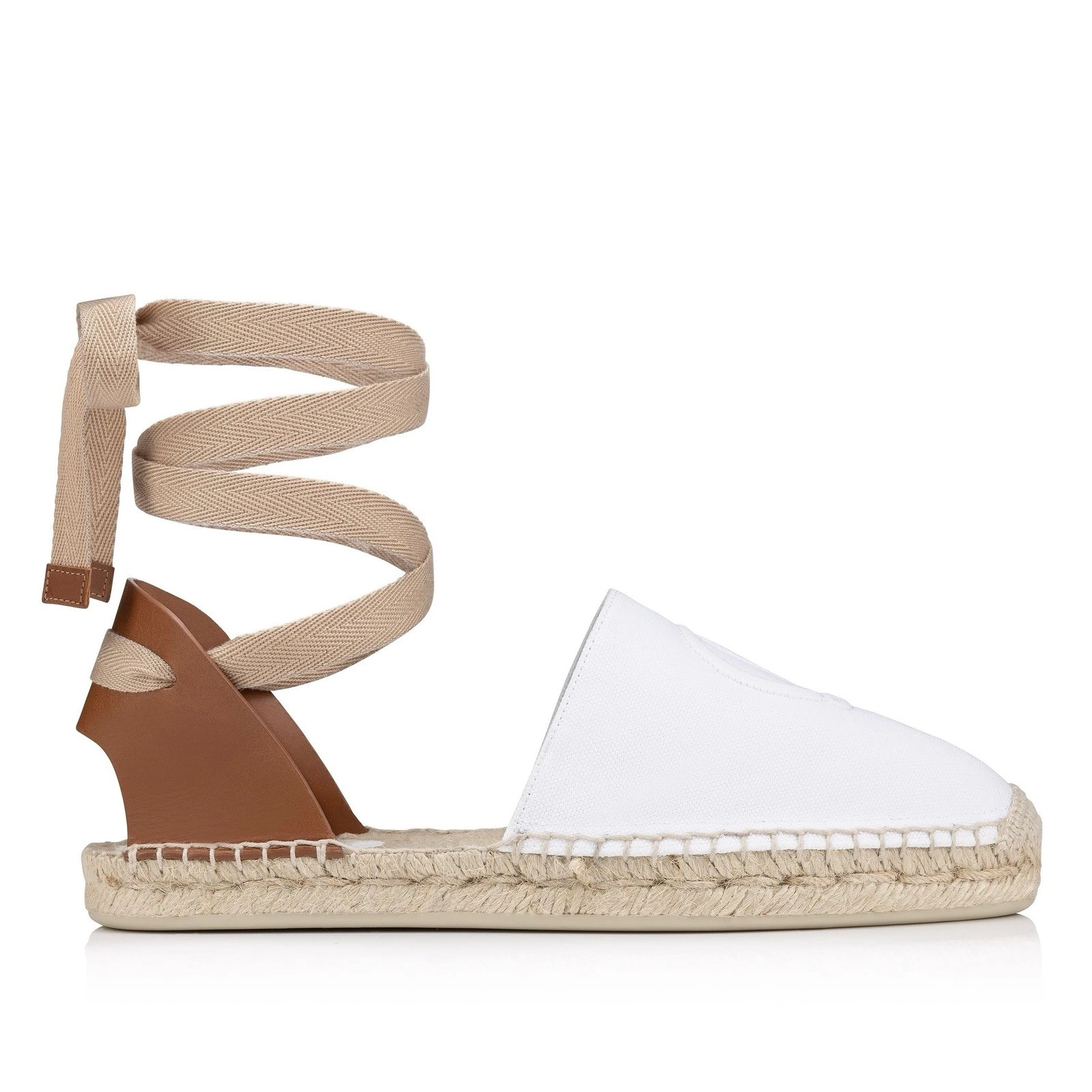 Christian Louboutin — Christian Louboutin Nanou Lace CL Flat Espadrilles White Size 37 New