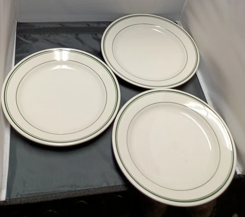 Lot 3 Homer Laughlin Best China Green Stripe Restaurant Ware 9" Plates