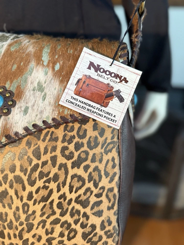 Bolso Bandolera Nocona Western Para Mujer Pelo de Becerro Estampado de Guepardo Multicolor Foto 2 de 4