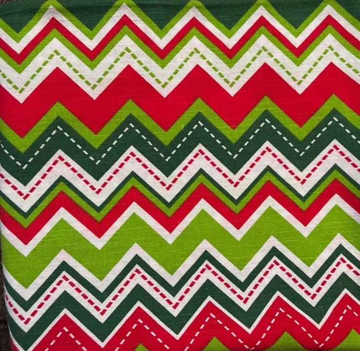 Christmas Tablecloth Red White Green Chevron Strps,100% Cotton 60x96 - Image 3 of 4