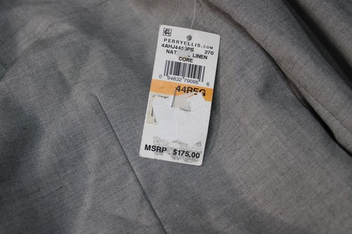 Perry Ellis Blazer Mens 44R Light Gray Linen Two Button Notch Lapel Sport Coat - Picture 5 of 14
