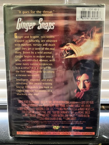 GINGER SNAPS (DVD, 2005) KATHARINE ISABELLE, EMILY PERKINS RARE OOP Sealed - Picture 2 of 2