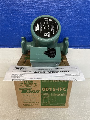 Taco 0015-MSF3-IFC Cast Iron 3 Speed Circulator Pump W/ Flow Check New Open Box