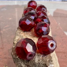 Burgundy Fire Polished 12mm 10 Pcs Czech Faceted Glass Beads #GAR