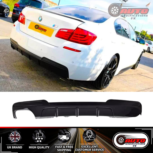 BMW 5er F10 F11 M Sport Glanz Schwarz Heckschürze Diffusor Twin Exit 2010-17 - Bild 2 von 6