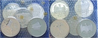 5 x 10 DM Gedenkmünzen 48 44 g Silber fein 5 verschiedene Motive 10 DM Lot