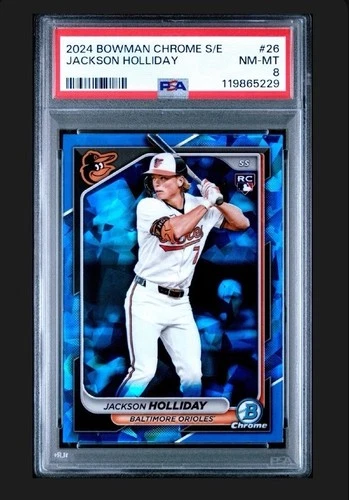 JACKSON HOLLIDAY PSA 9 MINT 2024 BOWMAN CHROME SAPPHIRE #26 ROOKIE RC PSA 8