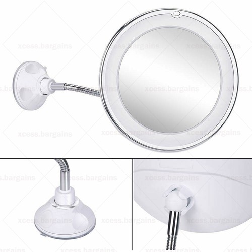 10X Magnifying Makeup Mirror With Light LED Flexible Round Suction Cup Bathroom - Picture 3 of 12