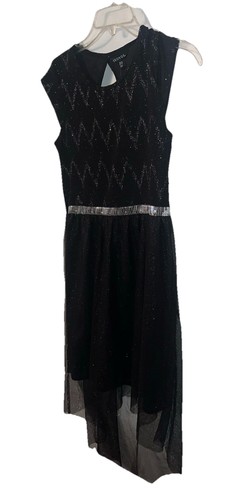 George Black/silver Dress Girls 14/16 Formal Dressy Sparkles Fancy - Picture 1 of 9