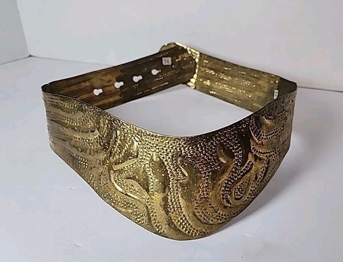 Vintage Hammered Adjustable Brass Belt - Picture 1 of 9