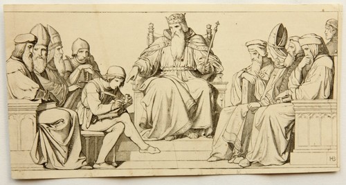 H. BÜRKNER (1818-1897), Kaiser Barbarossa mit Hofstaat, Radierung Romantik - Picture 2 of 5