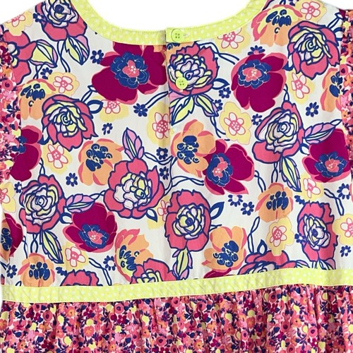 Hanna Andersson Girls Floral Tiered Dress Size 160 14 16 Short Sleeves Cotton - Picture 5 of 10