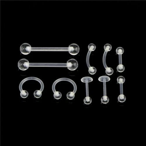 Cuerpo perforador para nariz oreja retenedor de joyas labios flexibles acrílico transparente 10 un. Foto 4 de 4