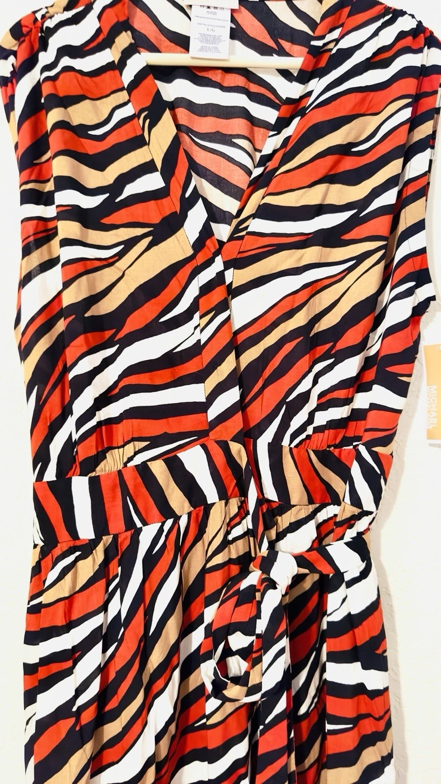 MICHAEL KORS Vestito Copricostume Avvolgente Tigre Taglia L