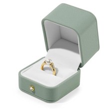 Green Leather Ring Gift Box Jewelry Gift Box Small Ring Case for Ring Box