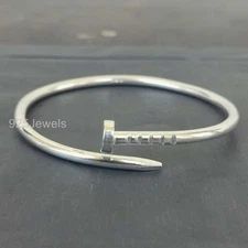 Solid 925 Sterling Silver Cuff Bracelet Handmade Stacking Women Boho Bangles SK0
