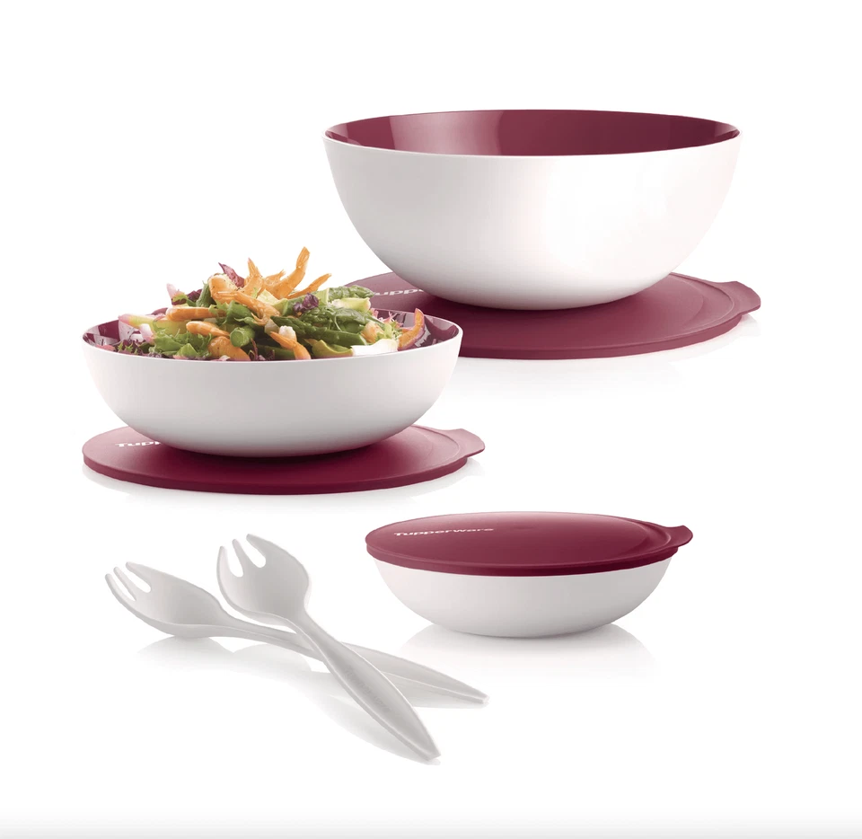 Tupperware Allegra rot weiß 5L, 3,5L, 1,5L, 740ml, 2x275ml,Salatbesteck NEU Xmas - Bild 3 von 3