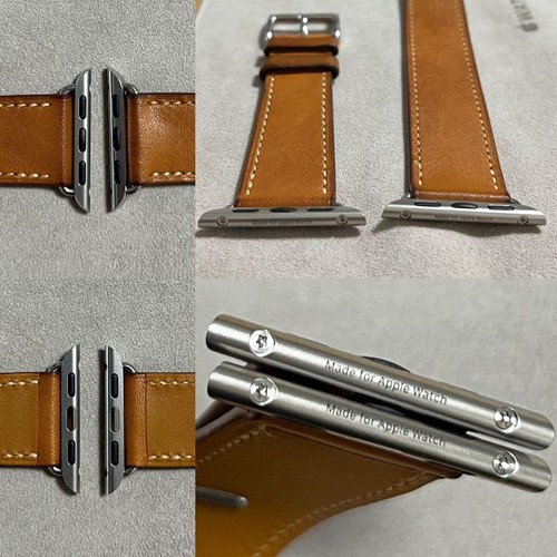 Hermes Veau Barenia Brown Double Tour Leather Strap for Apple Watch 38-42mm - Zdjęcie 19 z 20