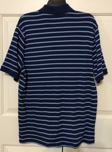 Roundtree & Yorke size M Blue Striped Short Sleeve Polo Shirt Men’s - Picture 4 of 5