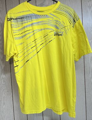 Atlas For Men Xtrem Sport Print Yellow T-Shirt Short Sleeve Large