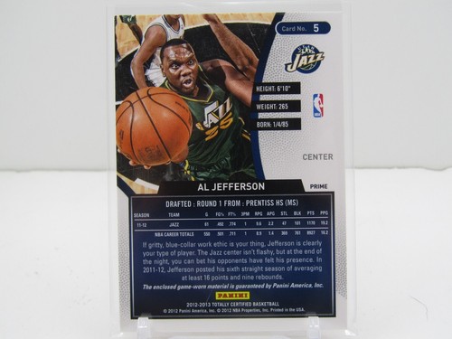 AL JEFFERSON 2012-13 VOLLSTÄNDIG ZERTIFIZIERTER PRIME SPIEL GETRAGENER AUFNÄHER! #06/49! UTAH JAZZ! - Bild 2 von 2