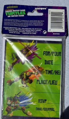 VINTAGE TEENAGE MUTANT NINJA TURTLES NICKELODEON BIRTHDAY PARTY INVITATIONS-8 - Picture 9 of 11