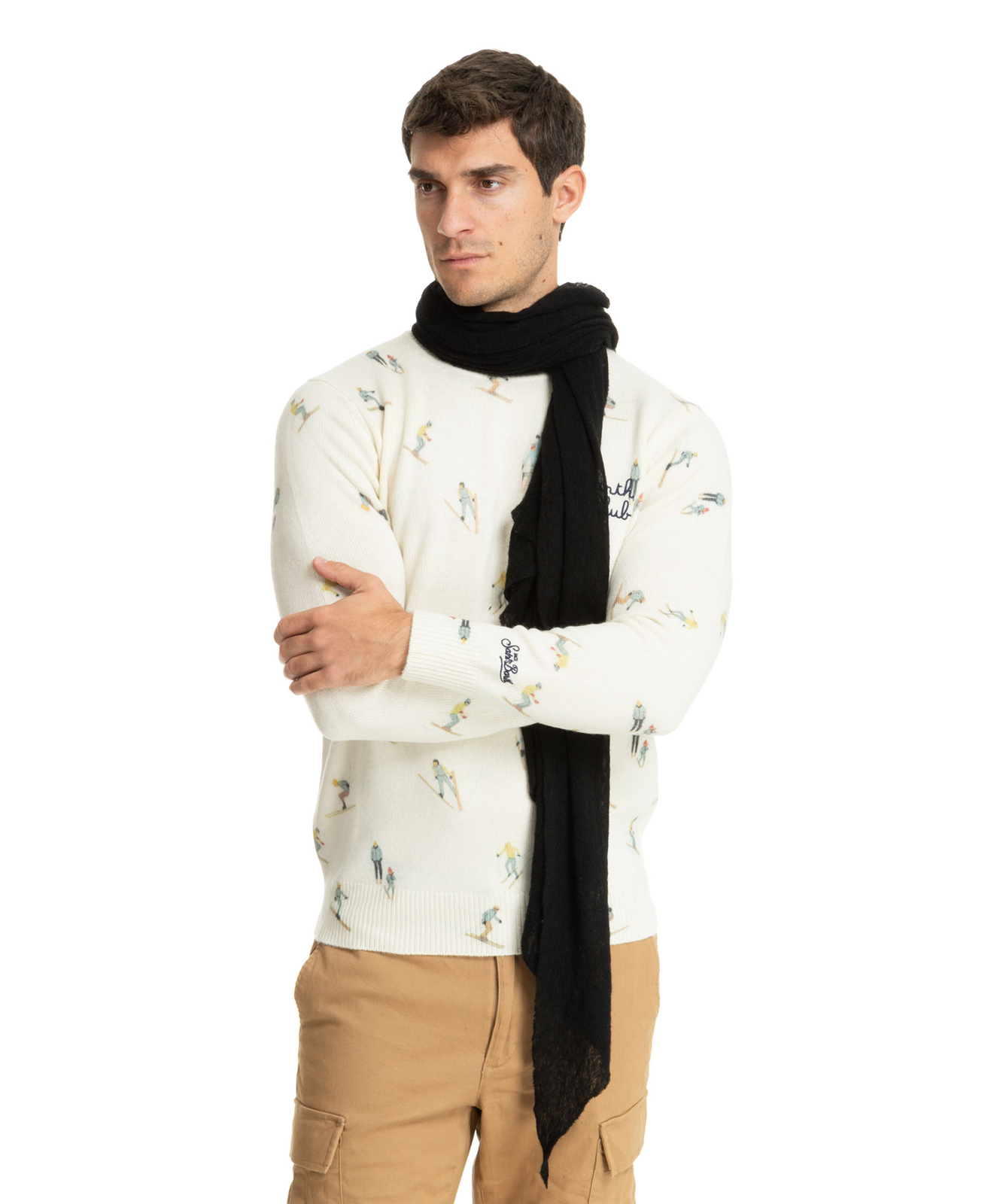 Булавка 1876 от Ботто Джузеппе Кашмира-Schal herren 5505F/601-0002 Nero Schwarz