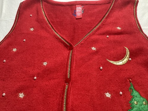 Woman’s Christmas Sweater Vest With Snowmen Playing Size Xl - Bild 4 von 10