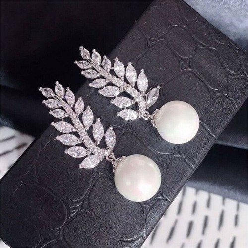 Preciosos pendientes plateados vintage para mujer gancho para oreja colgante joyería perla - Imagen 32 de 60