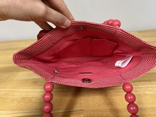 Talbots Womens Purse Bag Pink Straw Woven Summer Vacation Cute - Picture 17 of 23