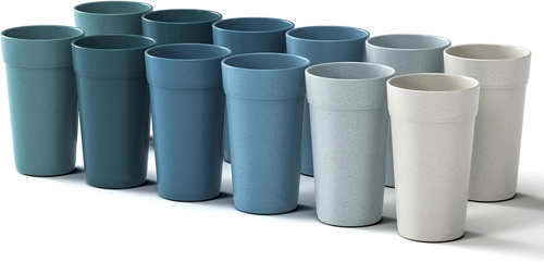 20 Oz Wheat Straw Cups, Set of 12 Unbreakable Plastic Drinking Cups, Dishwasher - Picture 8 of 12