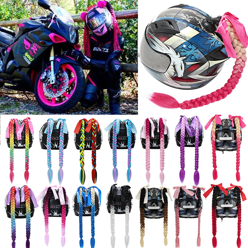 Wakauto Helmet Braid Decal – Detachable Motorcycle Helmet Hair Accessory With Suction Cup (Red) - View #8