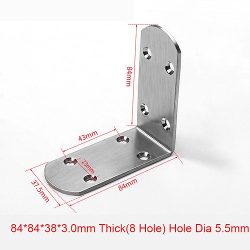 84/65/50mmRight Angle Bracket L-Shaped Corner Brace Shelf Stainless Steel Silver - Picture 7 of 12