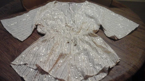 NEW Victoria’s Secret Shine Stripe Romper Size XS Beige / Cream