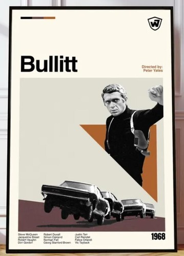 Bullitt - Peter Yates Poster, Bullitt Movie Poster, Mid Century Modern Art - Bild 3 von 4