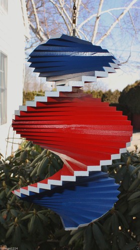 Red White Blue 4th of July wood wooden spinner patio porch Ourdoor Wind mill USA - Picture 2 of 4
