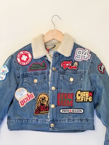 jas gepatched binnen € seizoen gemaakt in S Gcds sneeuw 500 maat Denim Italië Rrp Sherpa De2YEW9IH