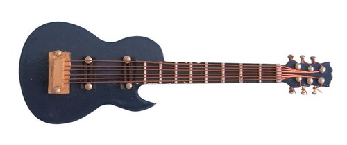Instrumento de madera para guitarra azul casa de muñecas con estuche escala 1:12 551 tumdee - Imagen 2 de 7